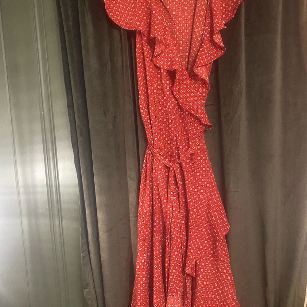 Max Studio Vibrant Red Ruffle Maxi Dress